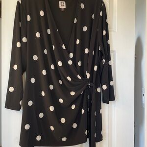 Anne Klein Black and while polka dot Top